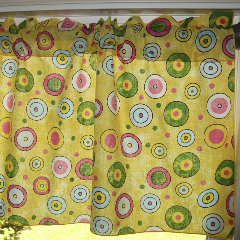 Cantonnière à imprimé cercles et pois, Jaune, L 24 po x L 58 po