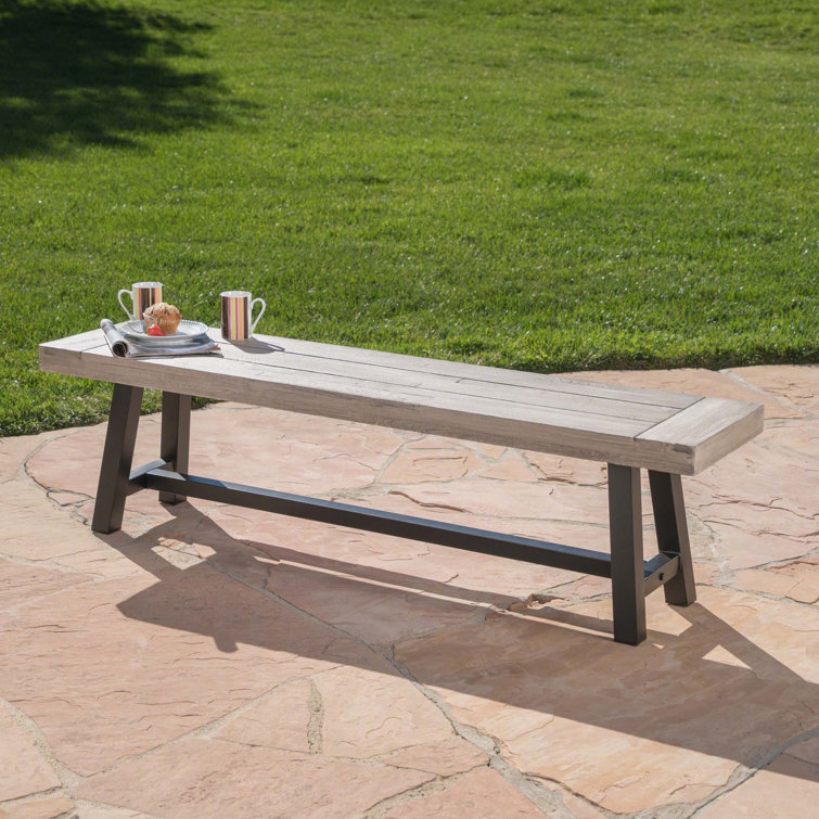 Banc de salle à manger en bois massif et en métal E 17,5 "x l 63" Eules