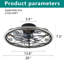 Ventilateur de plafond encastré discret de 51 cm (20 po) avec motif floral, éclairage DEL et télécommande