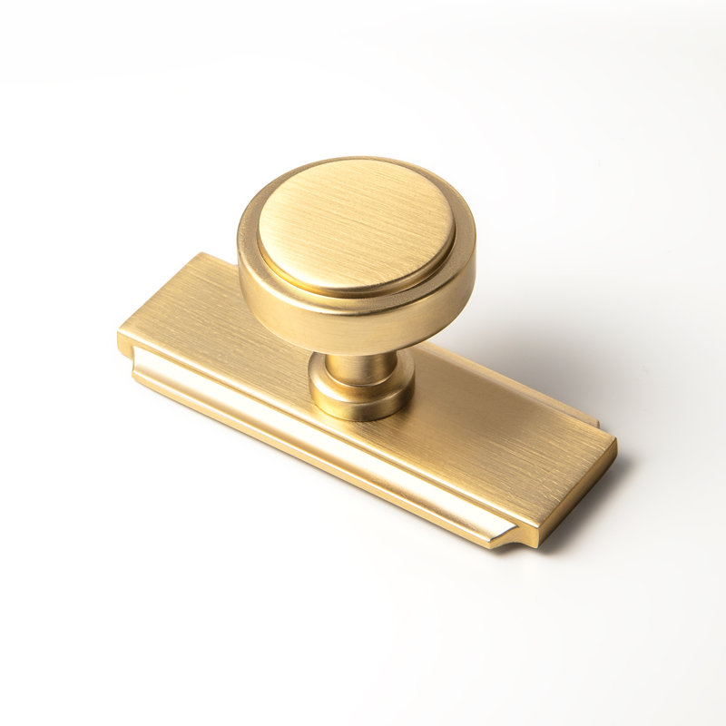 Poignée ronde de 1,2 po de diamètre avec plaque arrière (G020), paquet multiple, Bronze champagne