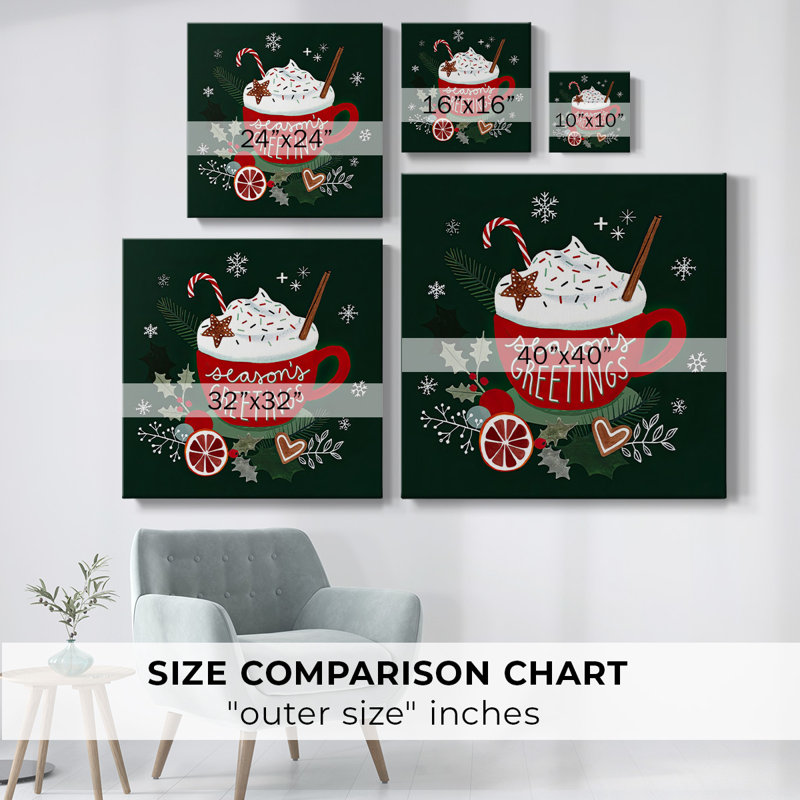 Christmas Comforts I - Toile tendue avec châssis, H 8 po x l 8 po x P 1,5 po