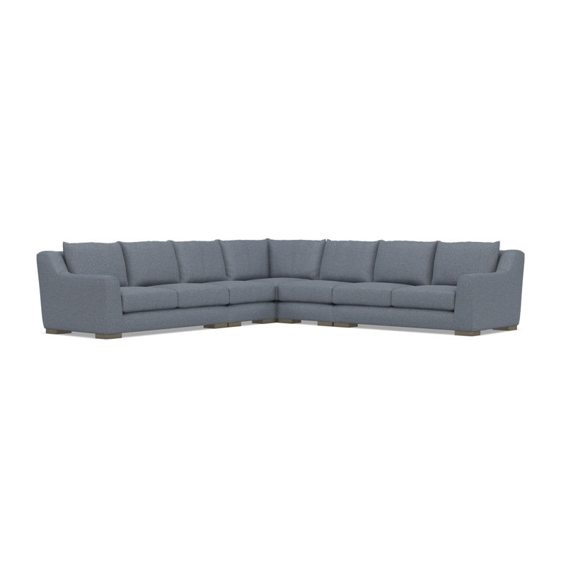 Gabi 5-Piece Fabric Sectional, Teal Polyester, 35" H x  140" W x 140" D, Symmetrical