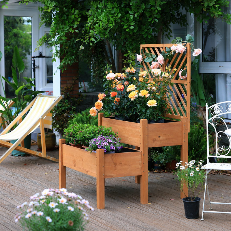 Lit de jardin surélevé en bois, Brun