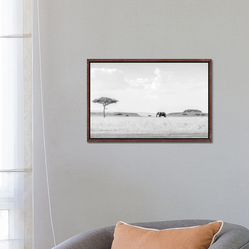 High Key Savannah 1 Piece Wall Art on Canvas, 45.72cm H x 66.04cm W x 3.81cm D, Classic Brown Wood Floater Framed