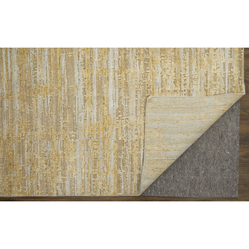 Eastfield Abstract Area Rug in Brown/Gold/Ivory, Rectangle 4' x 6'