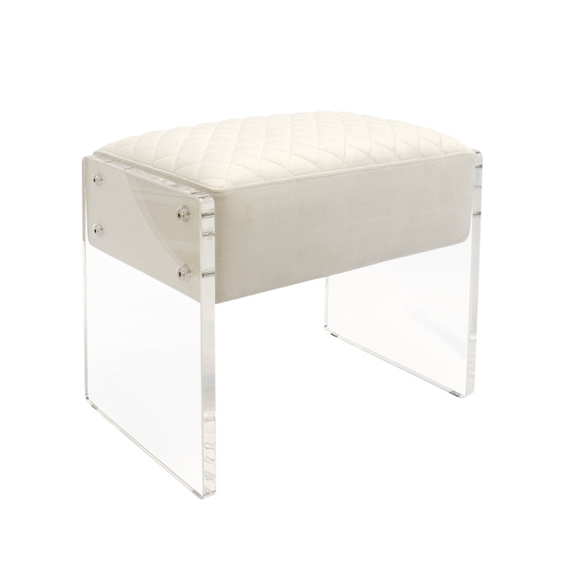 Tribecca Acrylic Base Accent Stool, White
