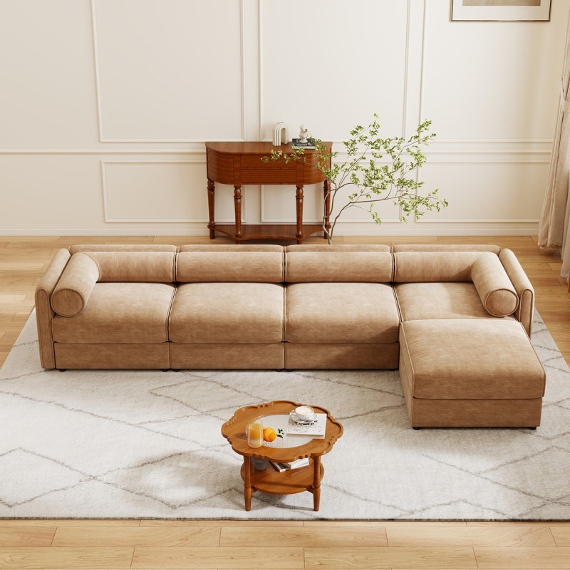 Modular Sectional Sofa with Storage, 27.9" H x 142.5" W x 37.4" D