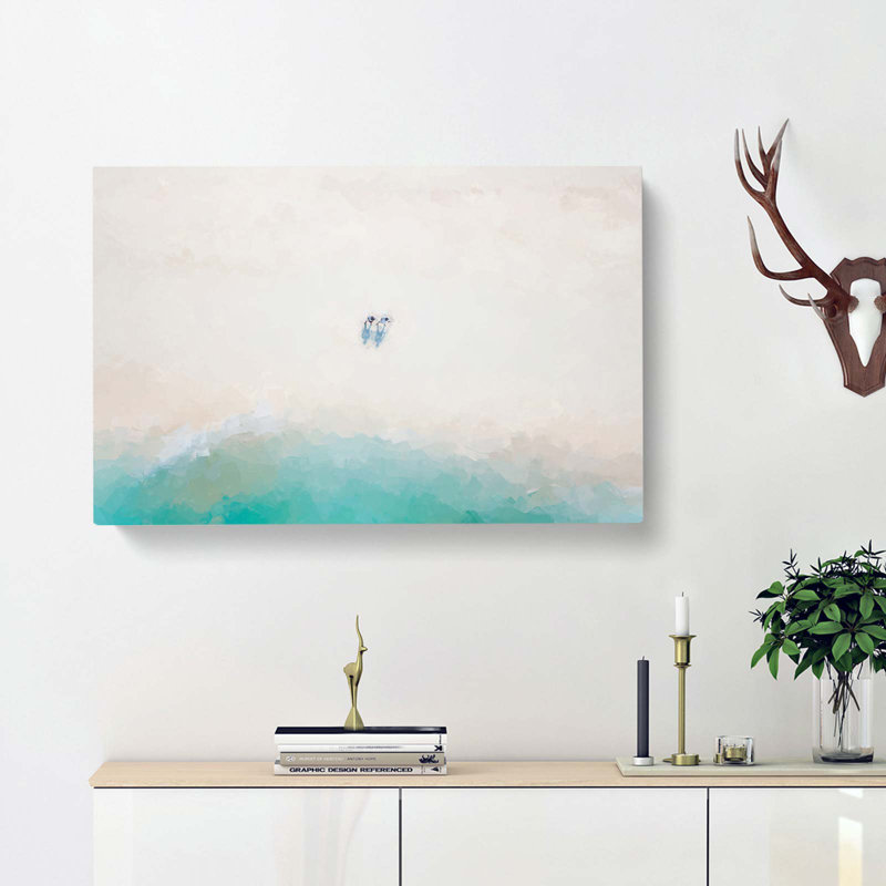 Two On The Beach In Abstract - Wrapped Canvas Painting, 35cm H x 50cm W x 3cm D