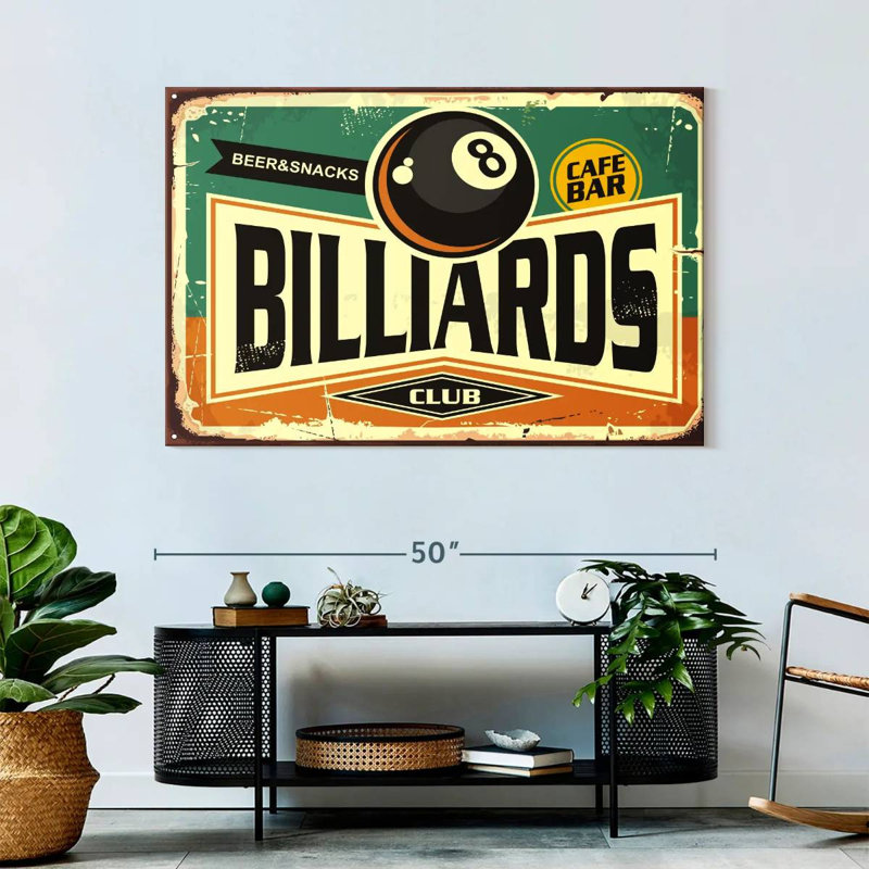 «Billiards Club», reproduction sur toile, H 32 po x l 48 po x P 1,25 po