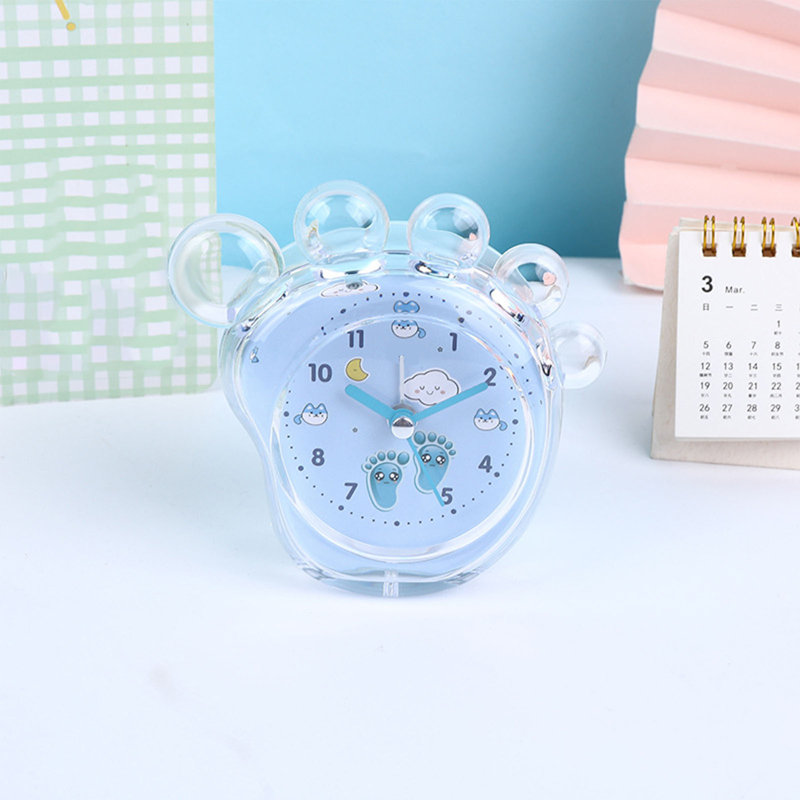 Réveil en forme de pied, motif de dessin animé mignon, cristal, couleur gelée, à faire soi-même, bleu, pour chambre d'enfant