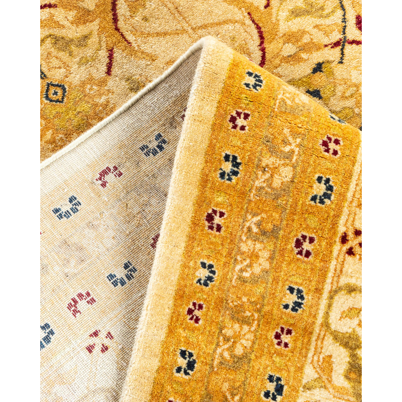 Tapis ivoire traditionnel noué à la main de conception unique 8 pi 2 po x 10 pi 2 po Keller