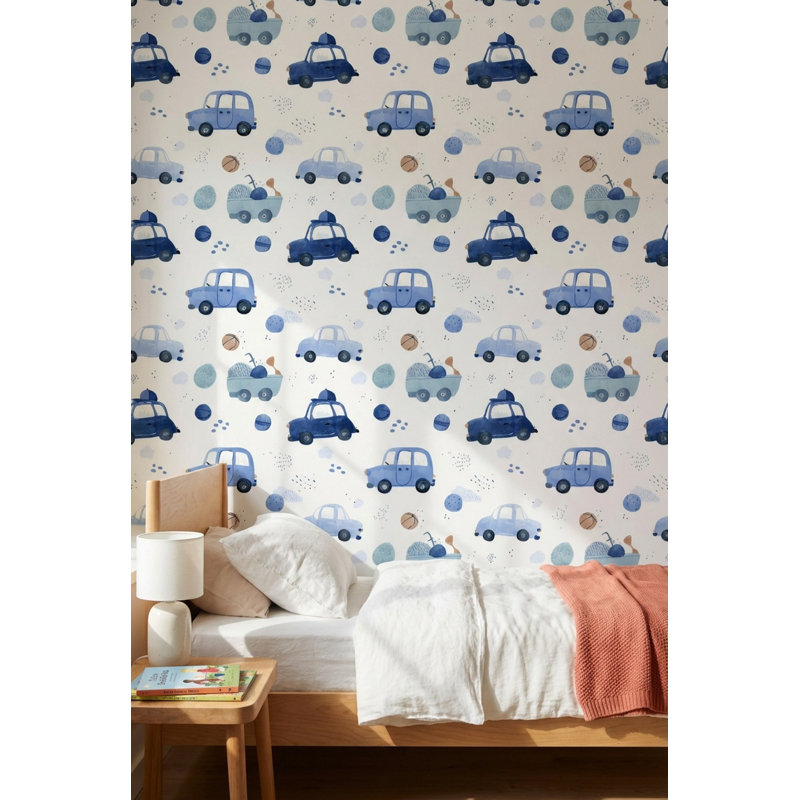 Papier peint voitures blanches sur fond blanc, Non tissé, non collé