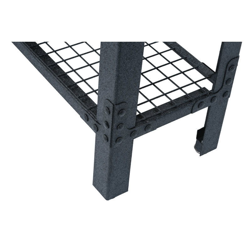 Industrial Black Acacia Wood 4-Shelf Storage Unit