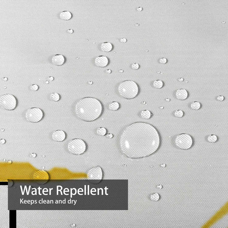 Rideau de douche jaune imperméable, rideaux de douche pour la salle de bain avec 12 crochets, 72" L x 72" W