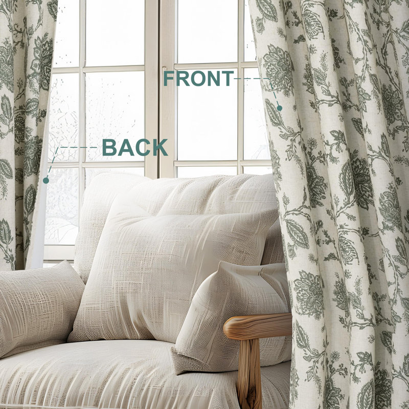 Zawacki Linen Blend Blackout Sliding Panel Pair, Loden Green/Beige, 52" W x 102" L