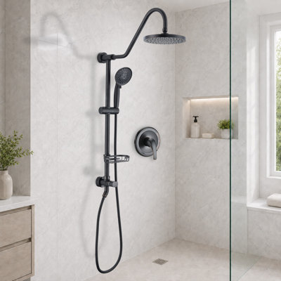 Système de douche 8 po avec douche à main 5 fonctions, bronze huilé