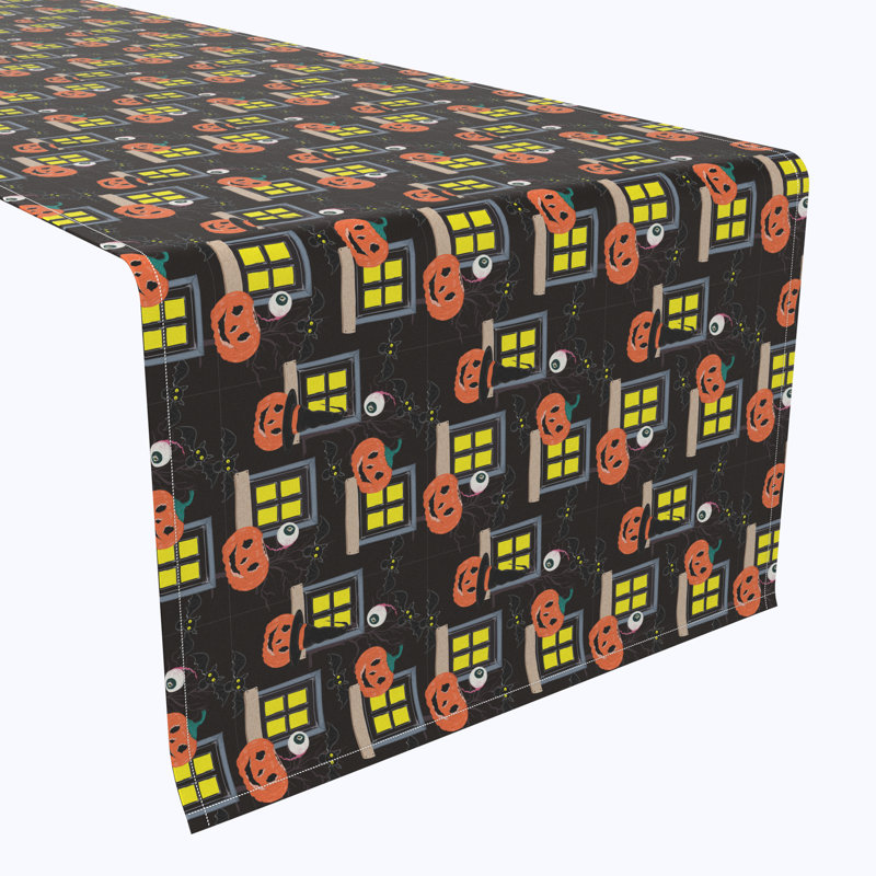 Geometric Halloween Table Runner, 108" x 14", Halloween House Scare