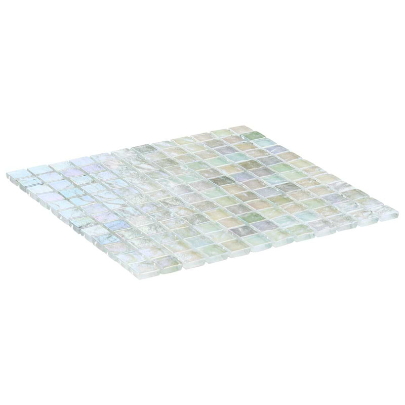 Splash 1X1 Polished Glass Mosaic Tile, Glacier White