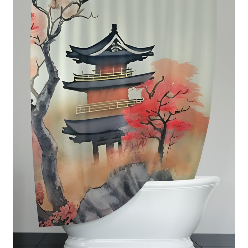 Rideau de douche à motif abstrait Elizabethville, H 93 po x l 70 po