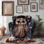 Folk Art OWL - 1 Pièce Premium Sherpa Couverture - Luxueux Art Print Design-96939353