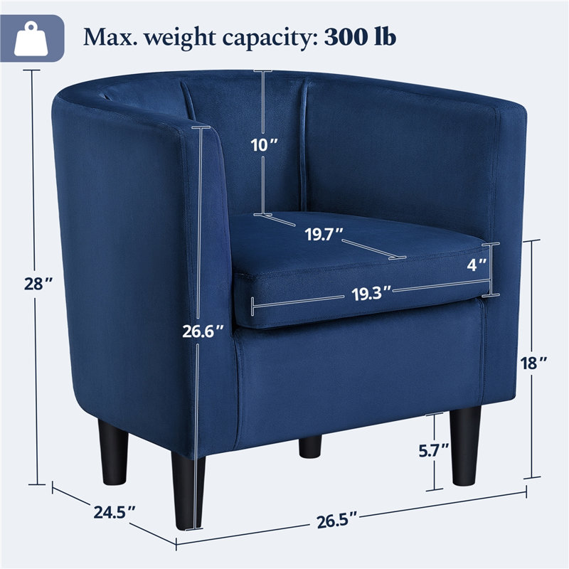 Fauteuil demi-tonneau Birkan, Blue Velvet