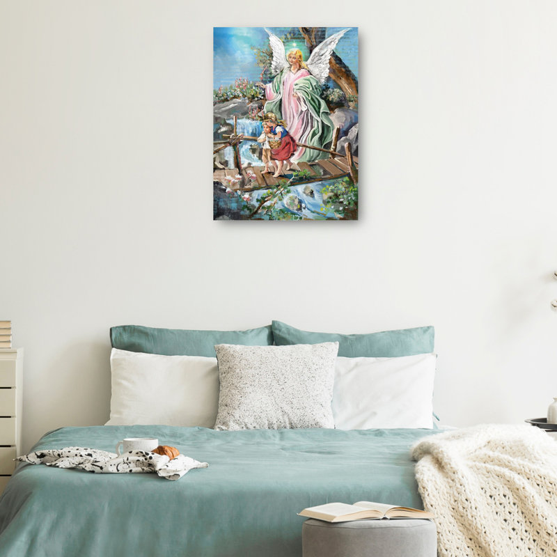 The Guardian Angel by Studio Arts Canvas Art Print, 14" H x 11" W x 1.5" D