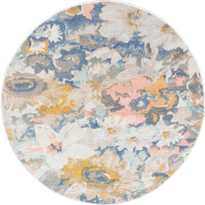 Floral Indoor Rug, Round 3'3"