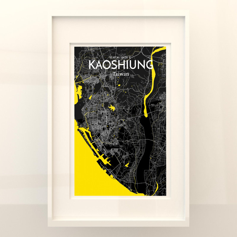Kaoshiung City Map In Times - No Frame Print, 36cm H x 24cm W x 0.05cm D