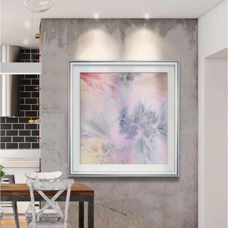 " Whisper IV ", 16" H x 16" W x 2" D, Silver Framed