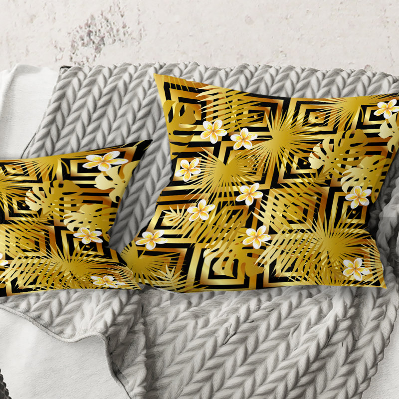 Motif moderne de luxe doré - Coussin Mid-Century, 16 po x 1 po