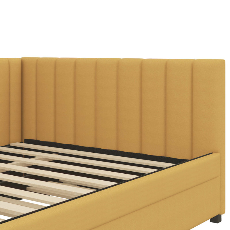 Full-Sized Daybed With Concealed Trundle Bed, Yellow