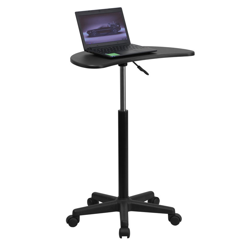 Black Adjustable Height Mobile Laptop Desk with Nylon Base