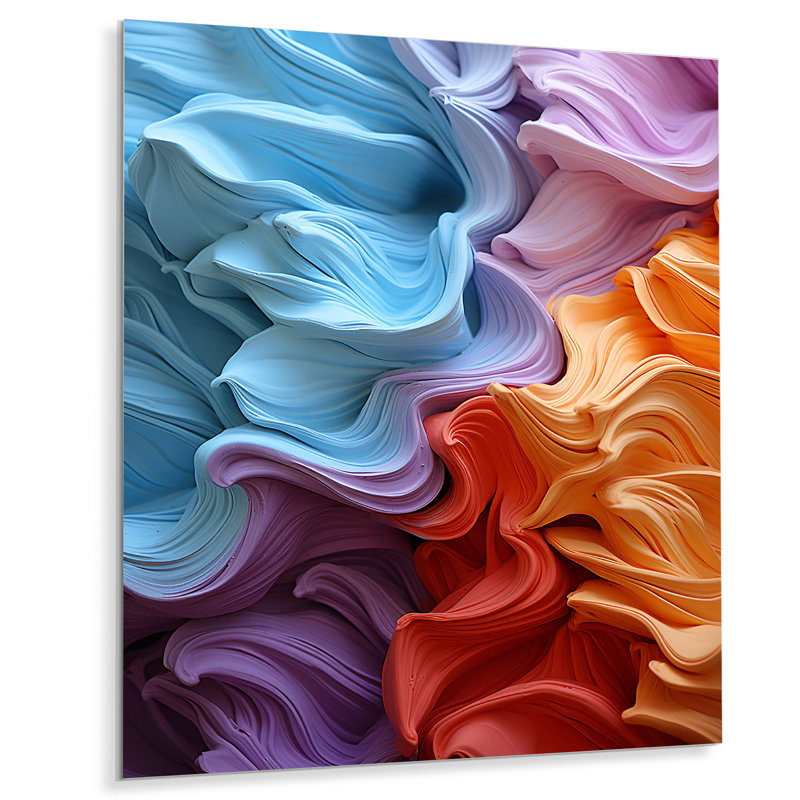 «Tissu arc-en-ciel résidu» sur métal, H 40 po x l 30 po x P 1,5 po