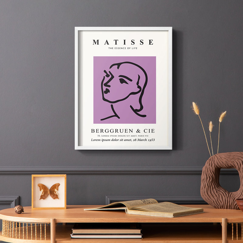 Matisse CVIII Framed Print - Solid Wood, 14" H x 11" W, White