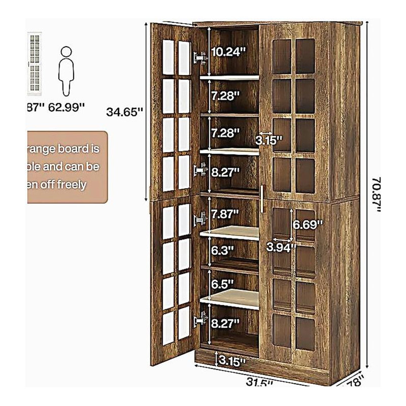 Armoire de rangement haute, garde-manger spacieux, armoire de cuisine