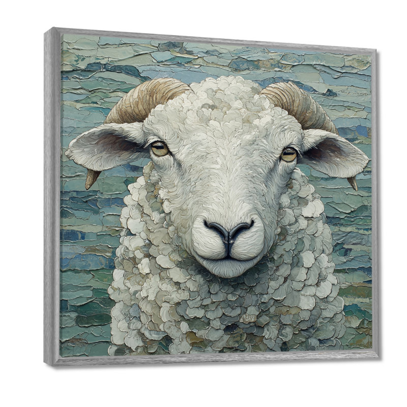 Portrait de mouton Drenna Ewes, Impression encadrée flottante, Argent argent, H 16 po x l 16 po