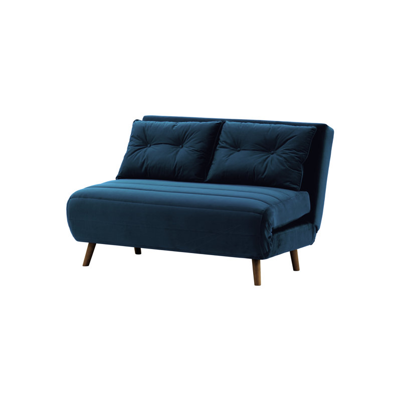 Donald 2 Seater Sofa Bed,  78cm H X 120cm W X 90cm D, Dark Oak, Dark Blue