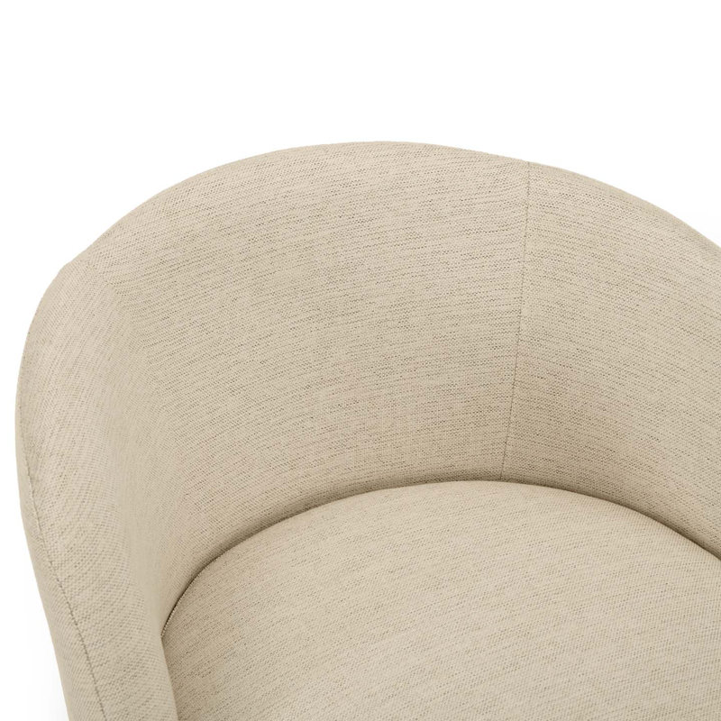 Upholstered Swivel Barrel Chair, Cream Beige Linen