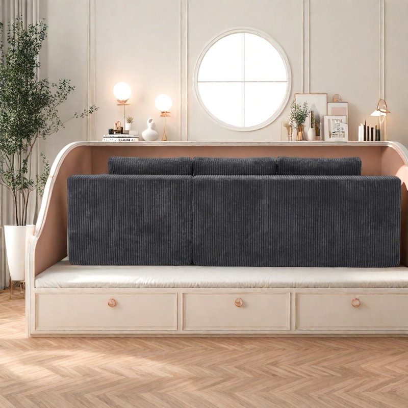 Canapé moderne en forme de L en velours côtelé, rembourré de mousse, multifonctionnel pour la maison