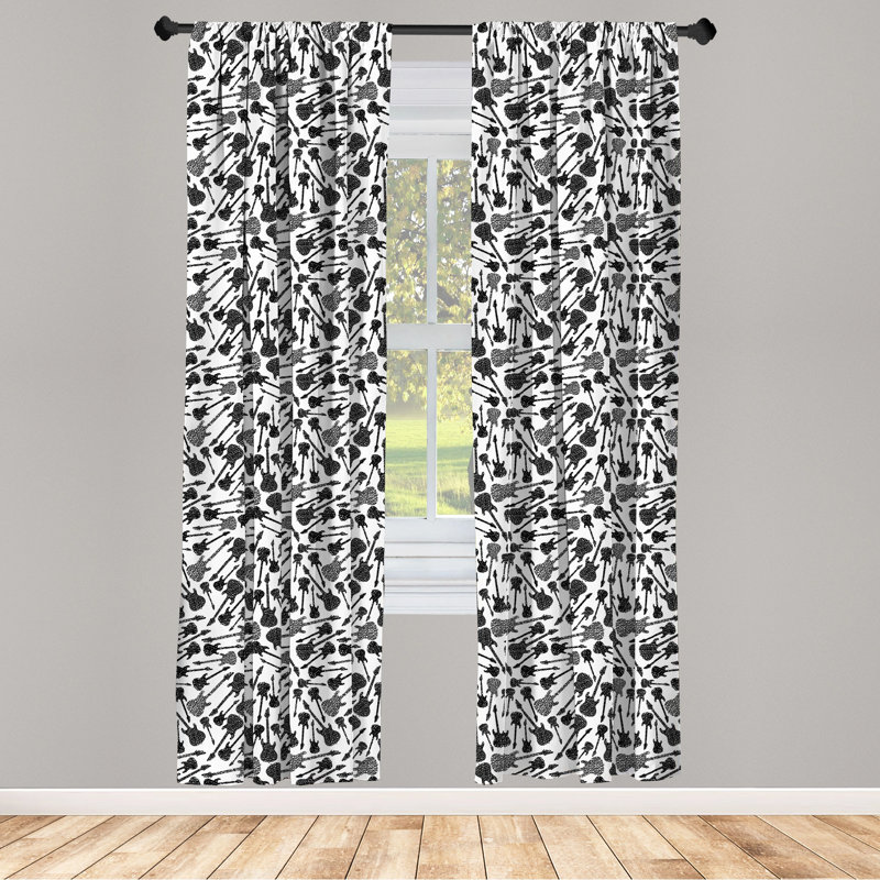 Music Semi-Sheer Rod Pocket Curtain Panels, 28" x 95"