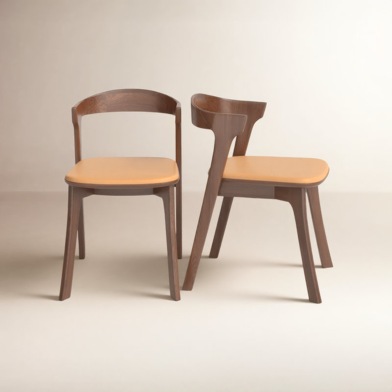 Carper 18.5'' H Leather Upholstered Oak Armchair, Brown Genuine Leather
