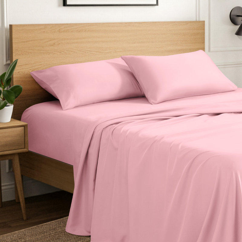 Ensemble de draps en micro-fibre, Ensemble de draps pour taille de lit simple avec u, Rose clair