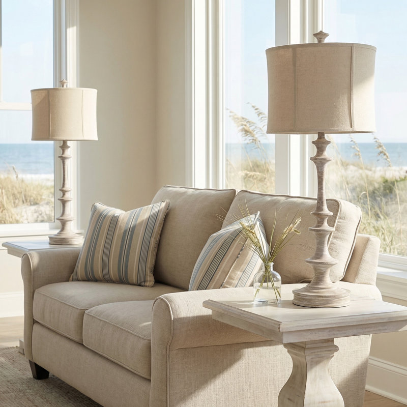 41.5" Resin Table Lamp With Cream Shade