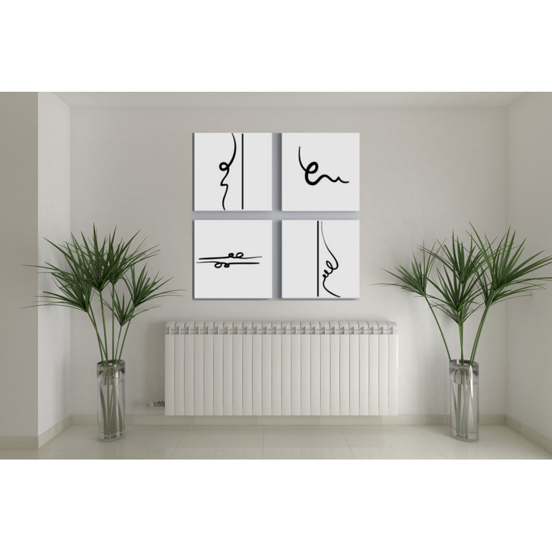 Lines - 4 Piece Print on Canvas, 20cm H x 20cm W x 8cm D
