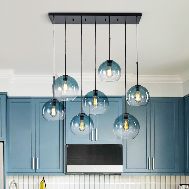 Luminaire suspendu sphère en verre 7 lumières Cveto