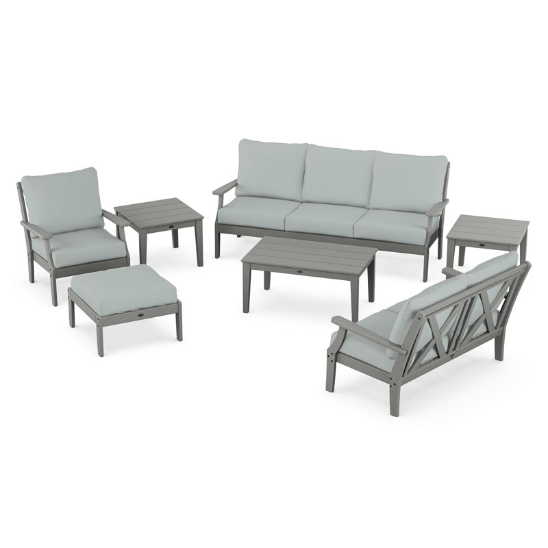 Braxton 7-Piece Deep Seating Set, Slate Grey, Spa