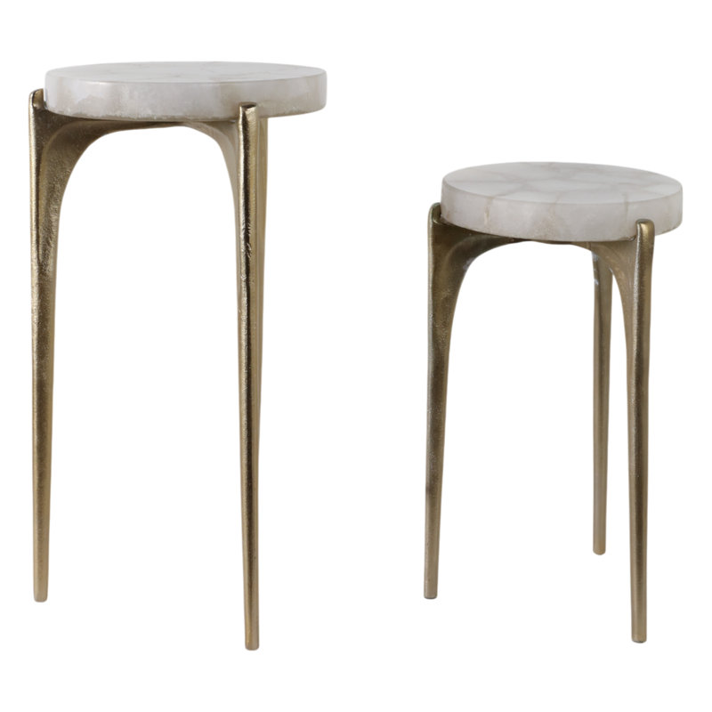 Table d'appoint Altrincham, Blanc, Doré