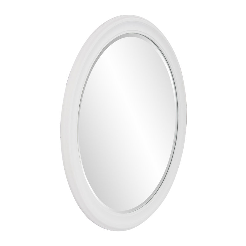 Meayki Solid Wood Round Mirror, White