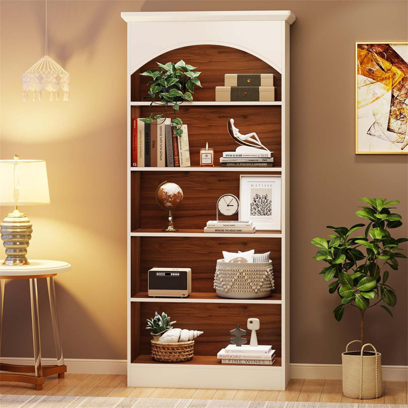 70.86 Inch 5-Tier Vintage Library Bookcase For Living Room, Office, And Bedroom With Spacious Shelves And Elegant Design