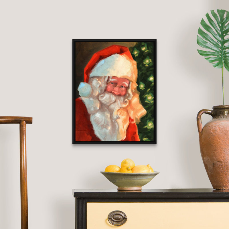 «A Portrait of Santa» par Jacob Green - reproduction d'art sur toile, H 22 po x l 18 po x P 1,75 po, Cadre noir